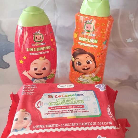 Cocomelon Smart Care Paraben & Dye Free Bath Set Kids Shampoo Body Wash & Wipes - Picture 1 of 9